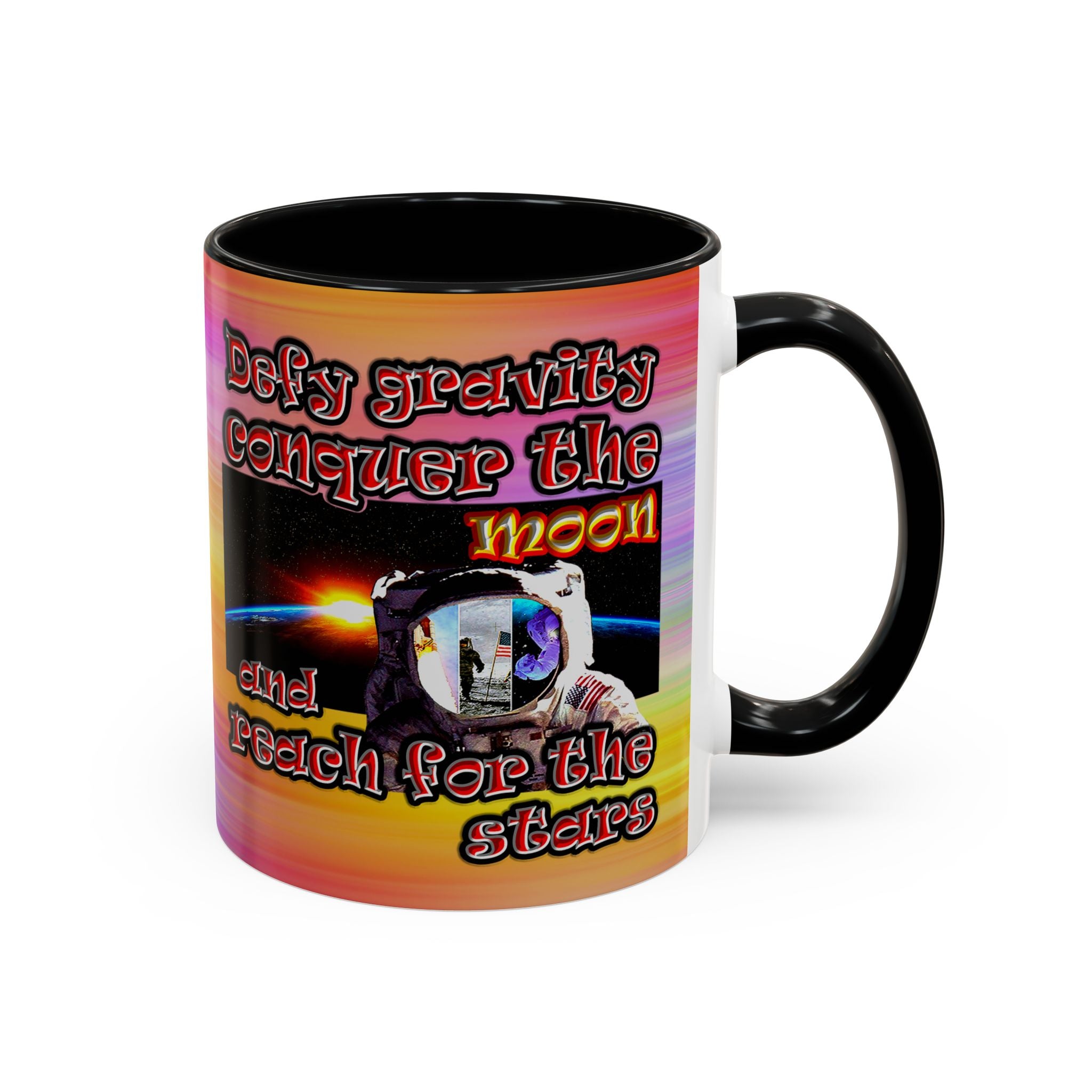 defy conquer reach - Accent Mug (color blur)