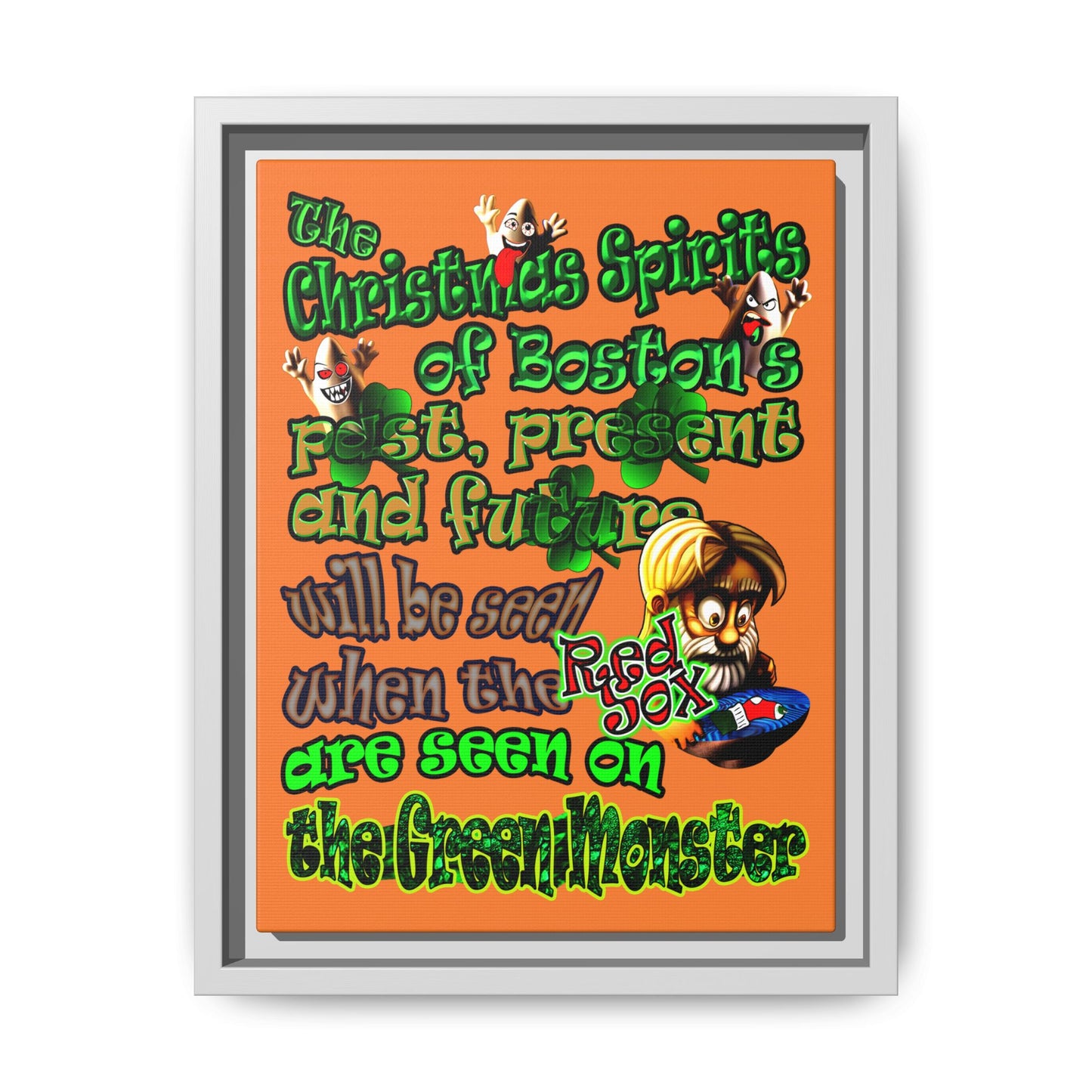 christmas spirits of boston - framed canvas art (crusta)