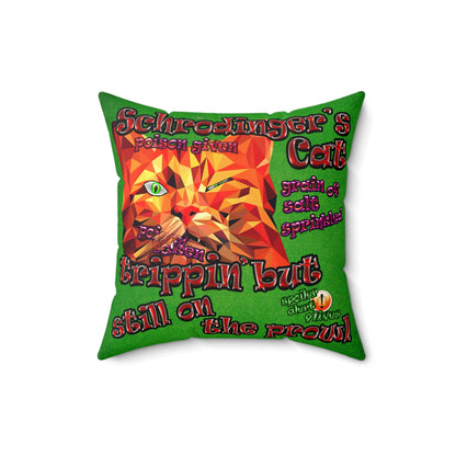 schrodinger's cat - Faux Suede Square Pillow - (green turf)