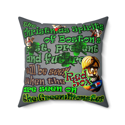 christmas spirits of boston - Faux Suede Square Pillow - (grey-light grey)