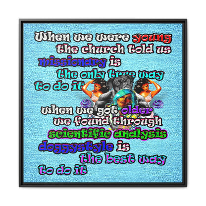 doggystyle - framed canvas art (faded blue)