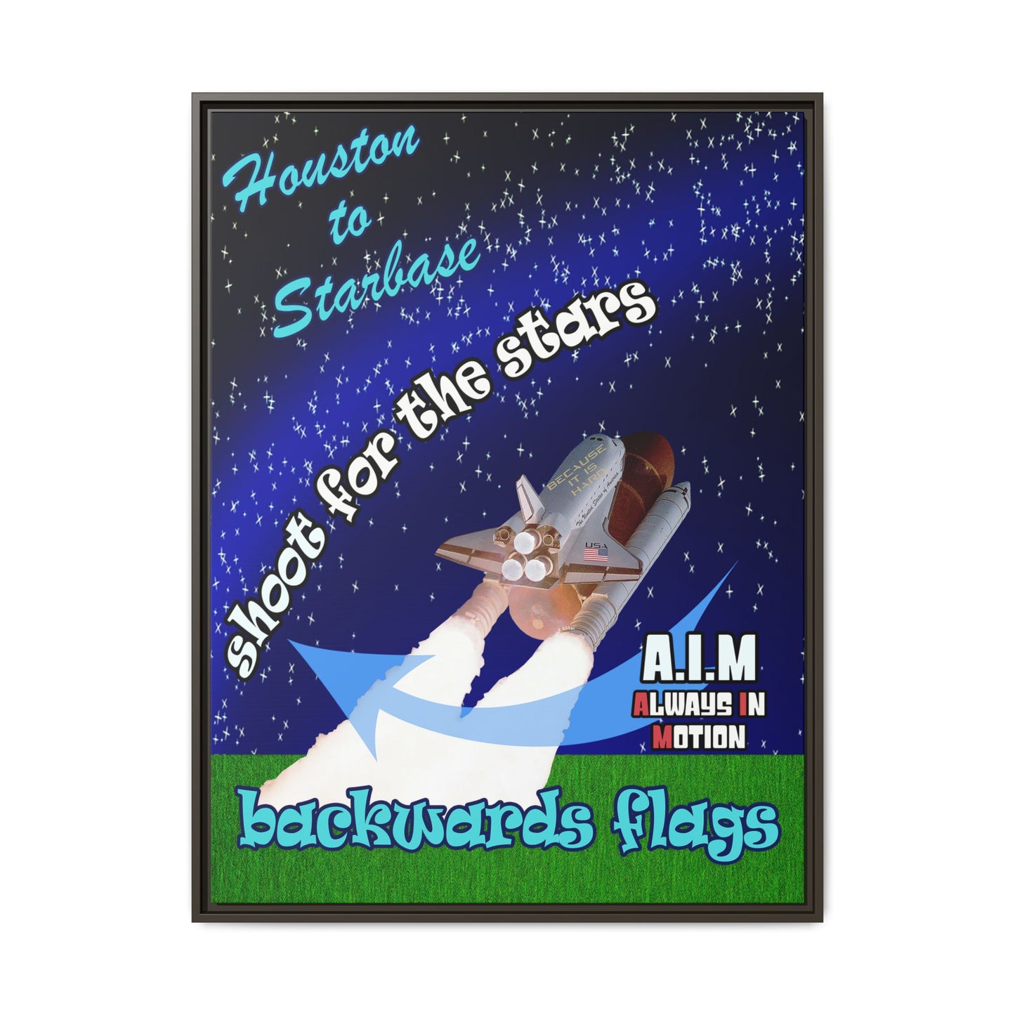 shoot for the stars - framed canvas art ('snoops' background)
