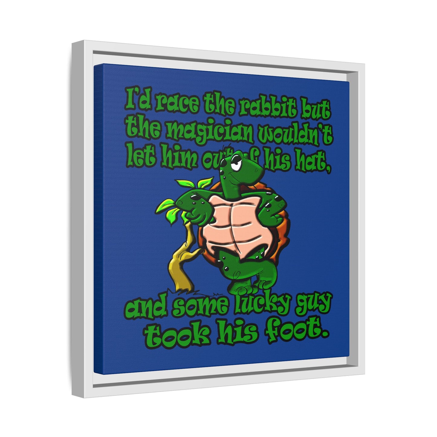 turtle race - framed canvas art (dark blue)