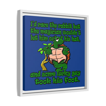turtle race - framed canvas art (dark blue)