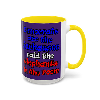 donkeys and elephants - Accent Mug (purple)