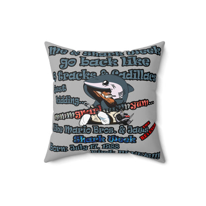 shark week - Faux Suede Square Pillow - (light grey)