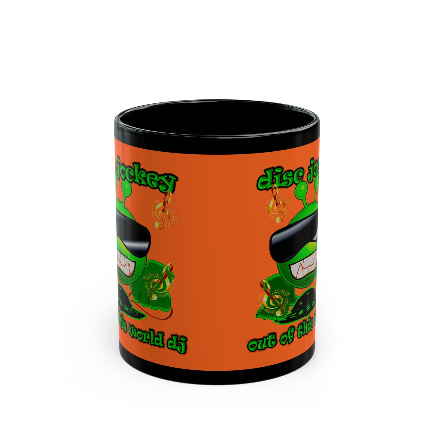 disc jockey - Black Mug (orange)