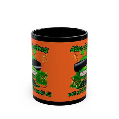 disc jockey - Black Mug (orange)