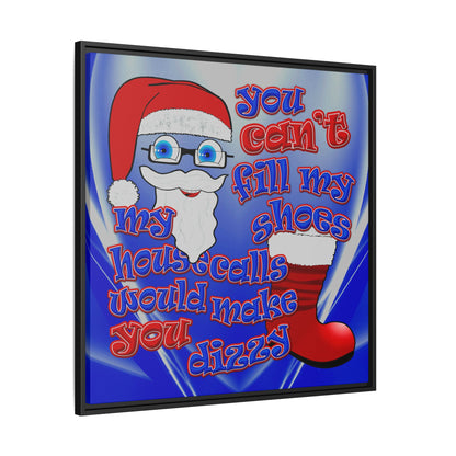 santa's shoes - framed canvas art (blue-white wave)
