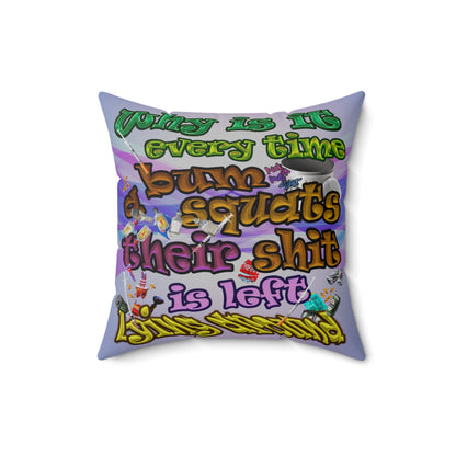 the bum's shit - Spun Polyester Square Pillow - (light blue-pink wave)