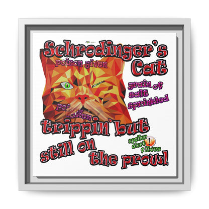 schrodinger's cat - framed canvas art (white)