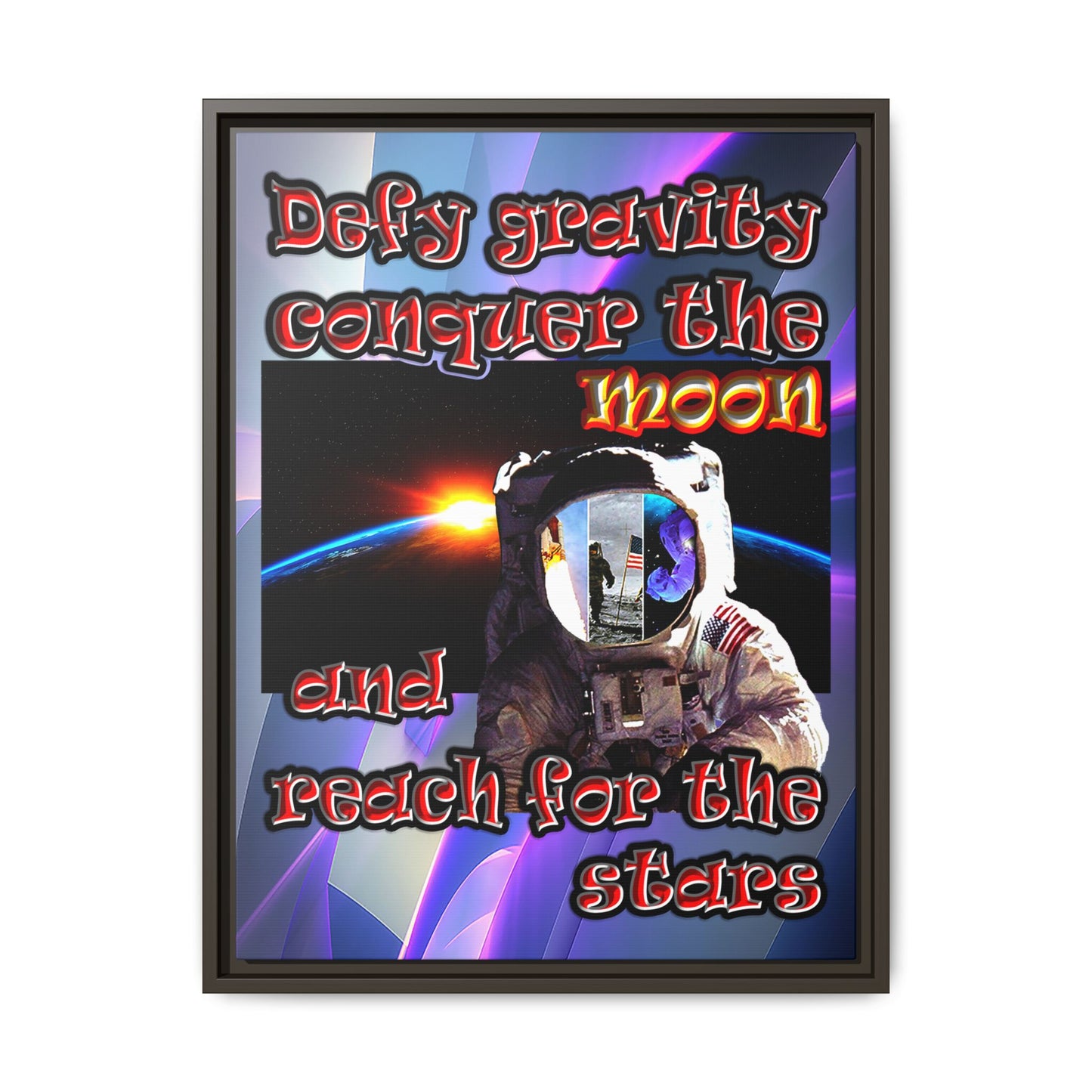 defy conquer reach - framed canvas art (grey-pink wave)