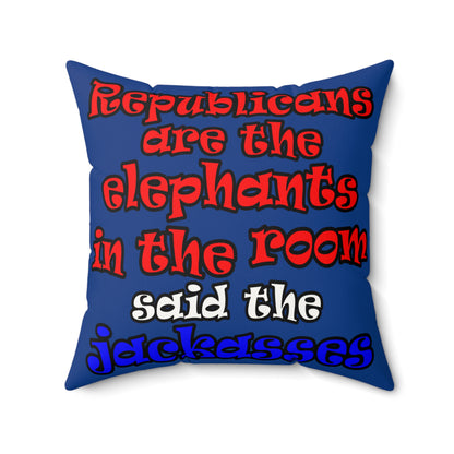 donkeys and elephants - Faux Suede Square Pillow - (dark blue)