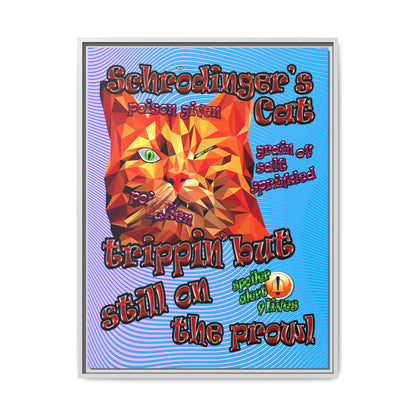 schrodinger's cat - framed canvas art (light blue-purple wave)