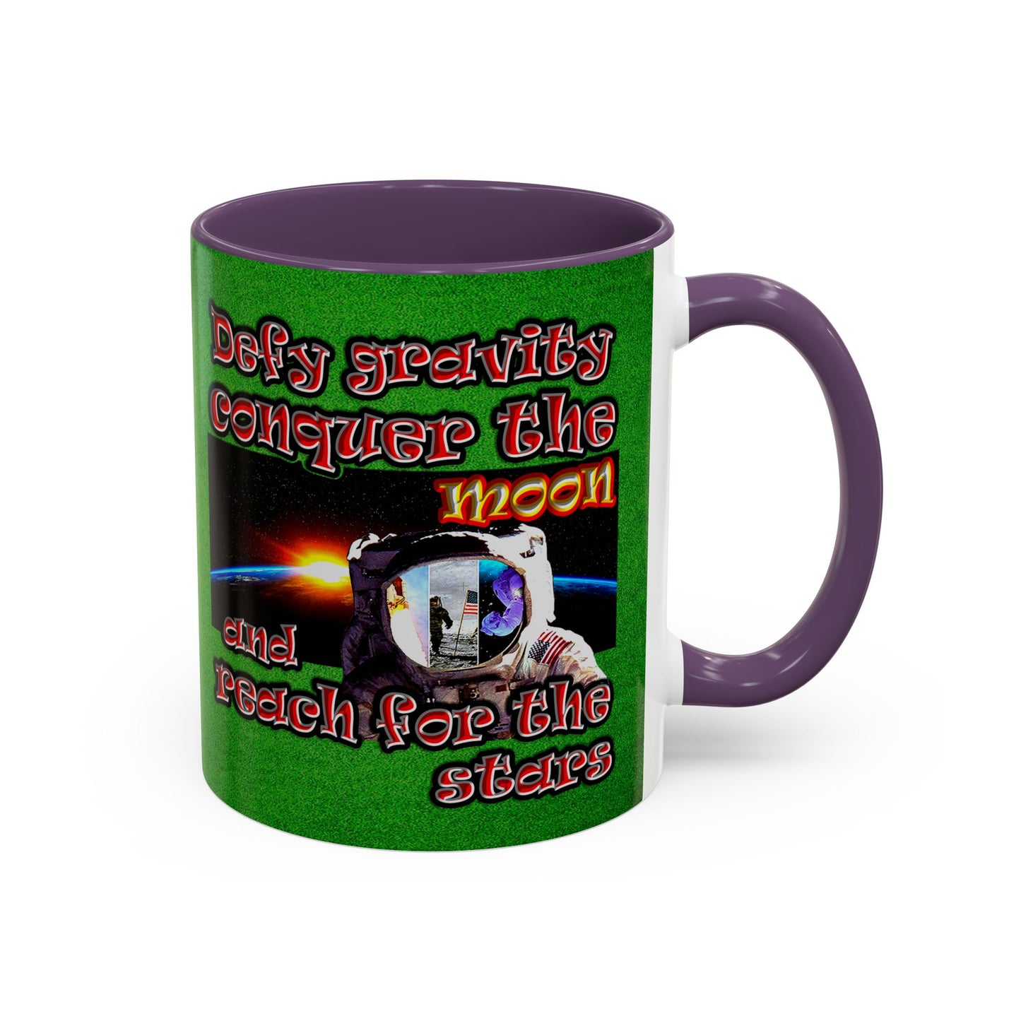 defy conquer reach - Accent Mug (green turf)