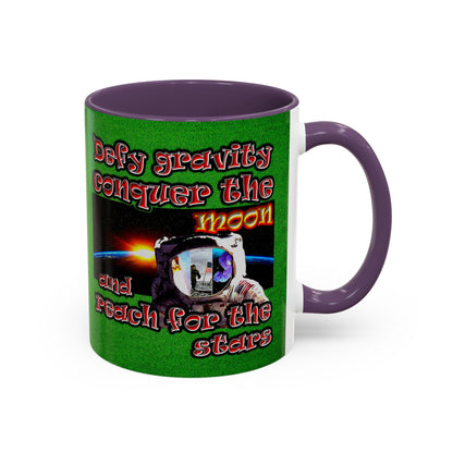 defy conquer reach - Accent Mug (green turf)