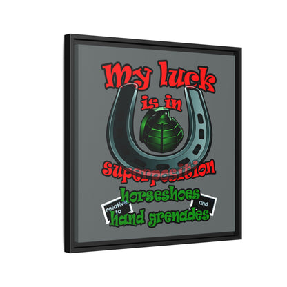 my luck - framed canvas art (dark grey)