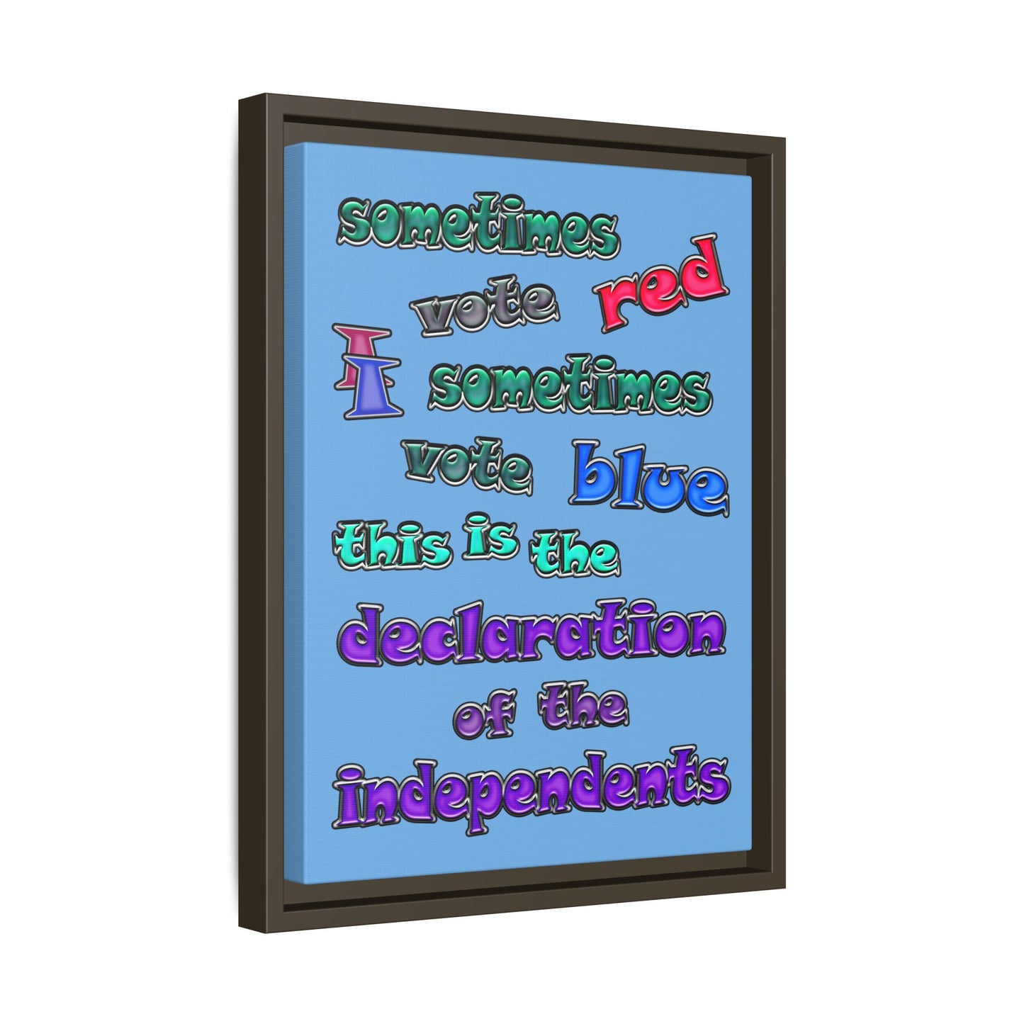 declaration of the independents - framed canvas art (light blue)