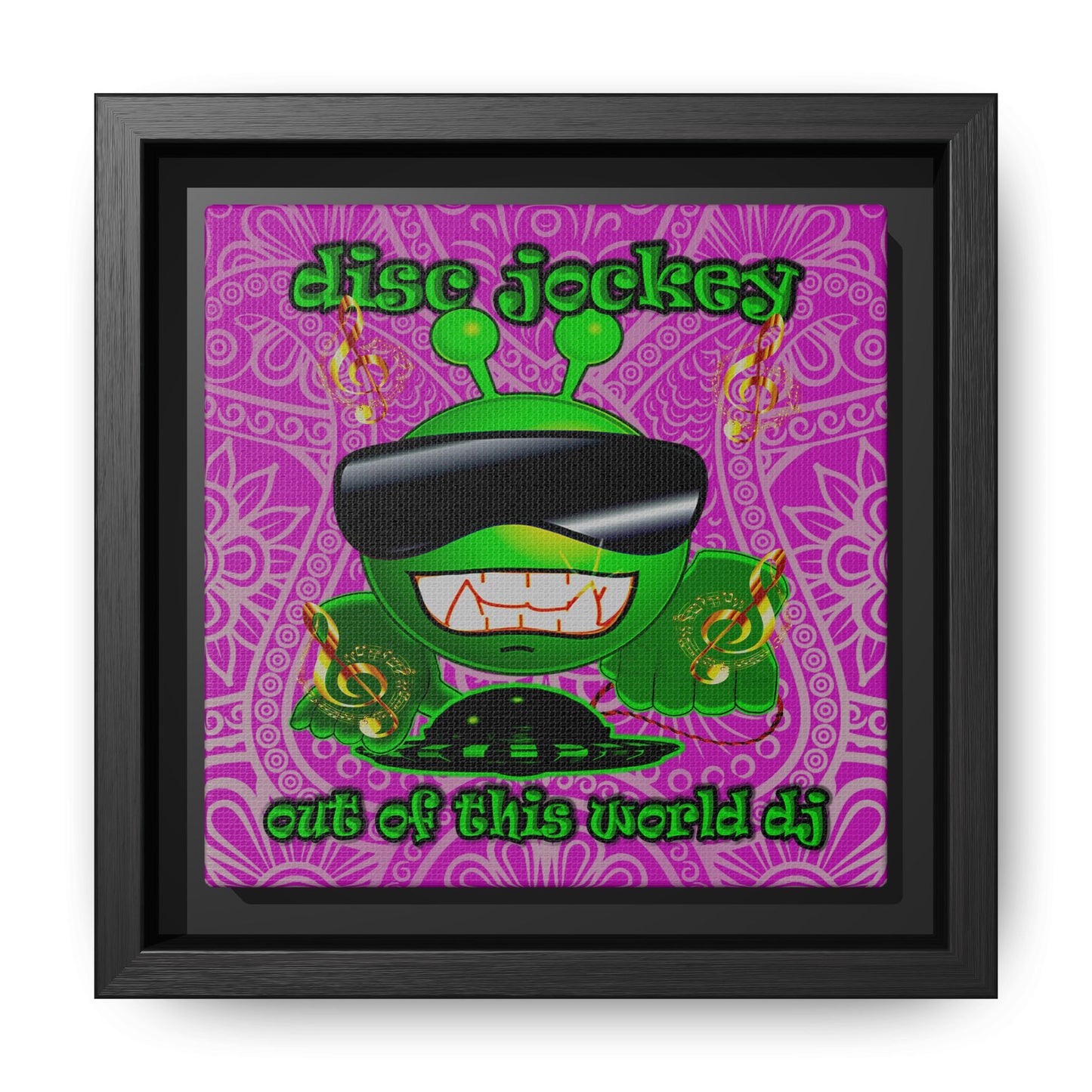 disc jockey - framed canvas art (pink swirl)