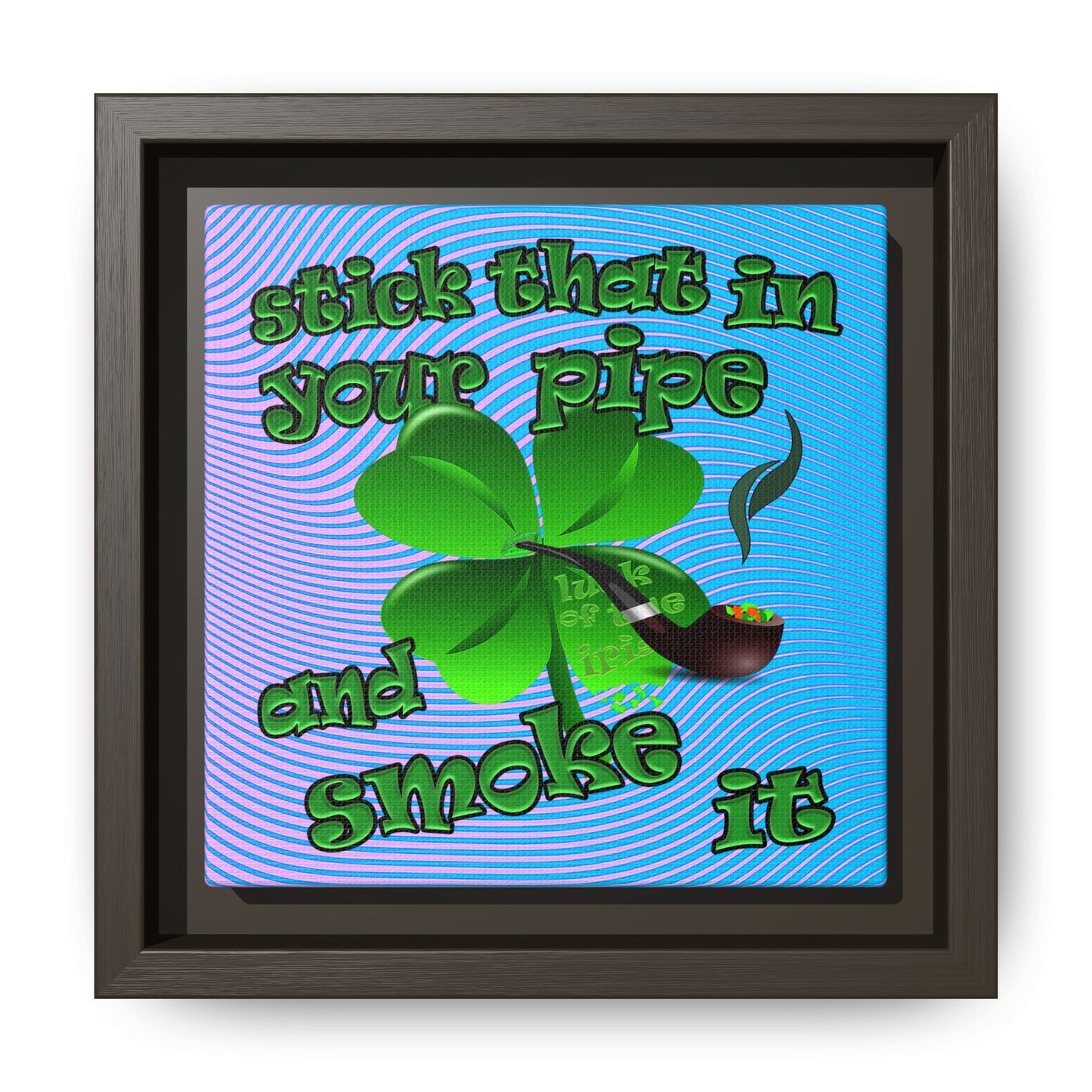stick that in your pipe and smoke it - framed canvas art (light blue-purple wave)