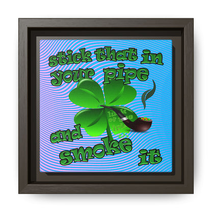 stick that in your pipe and smoke it - framed canvas art (light blue-purple wave)