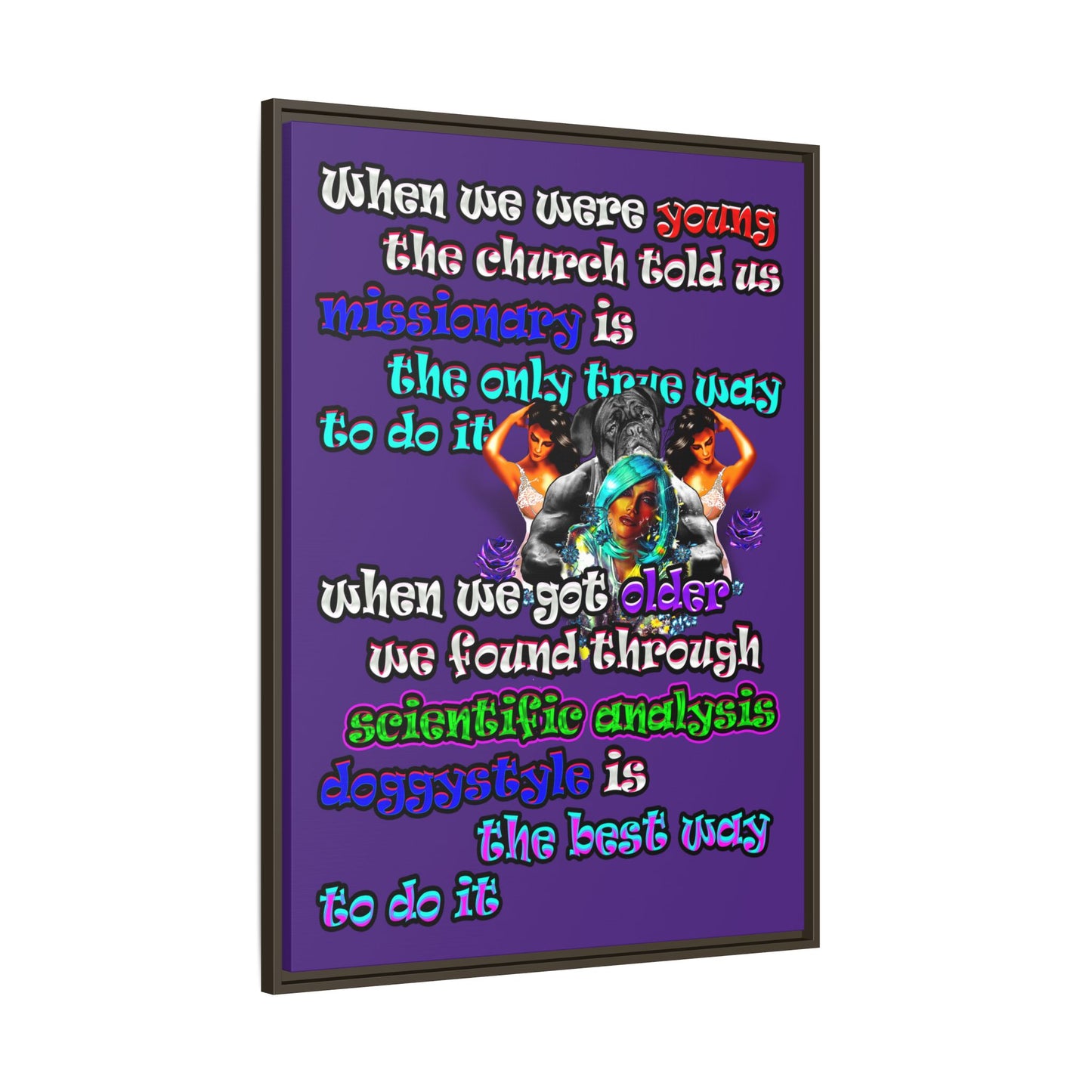 doggystyle - framed canvas art (purple)