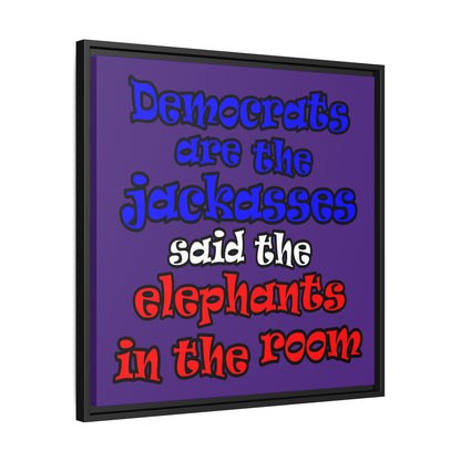 donkeys and elephants - framed canvas art (purple)