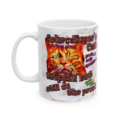 schrodinger's cat - White Mug (white marble)