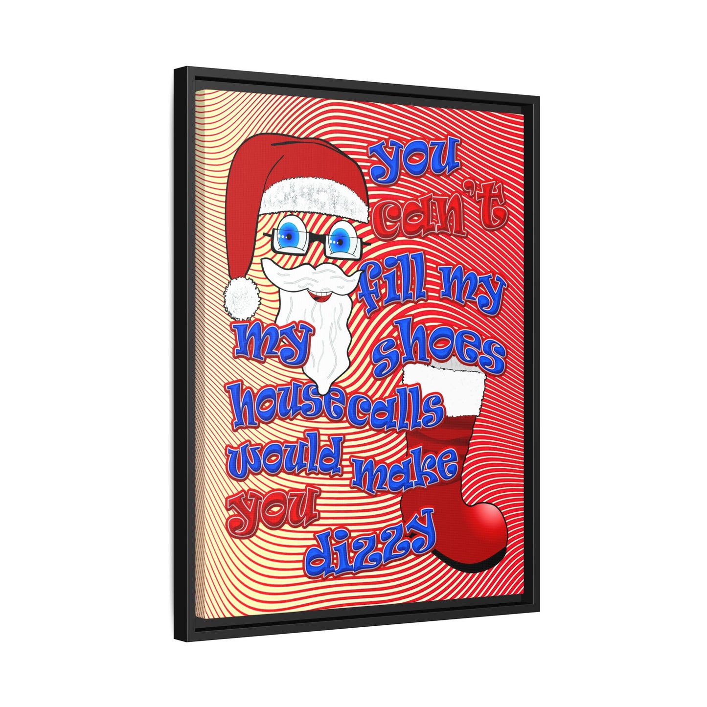 santa's shoes - framed canvas art (yellow-orange wave)