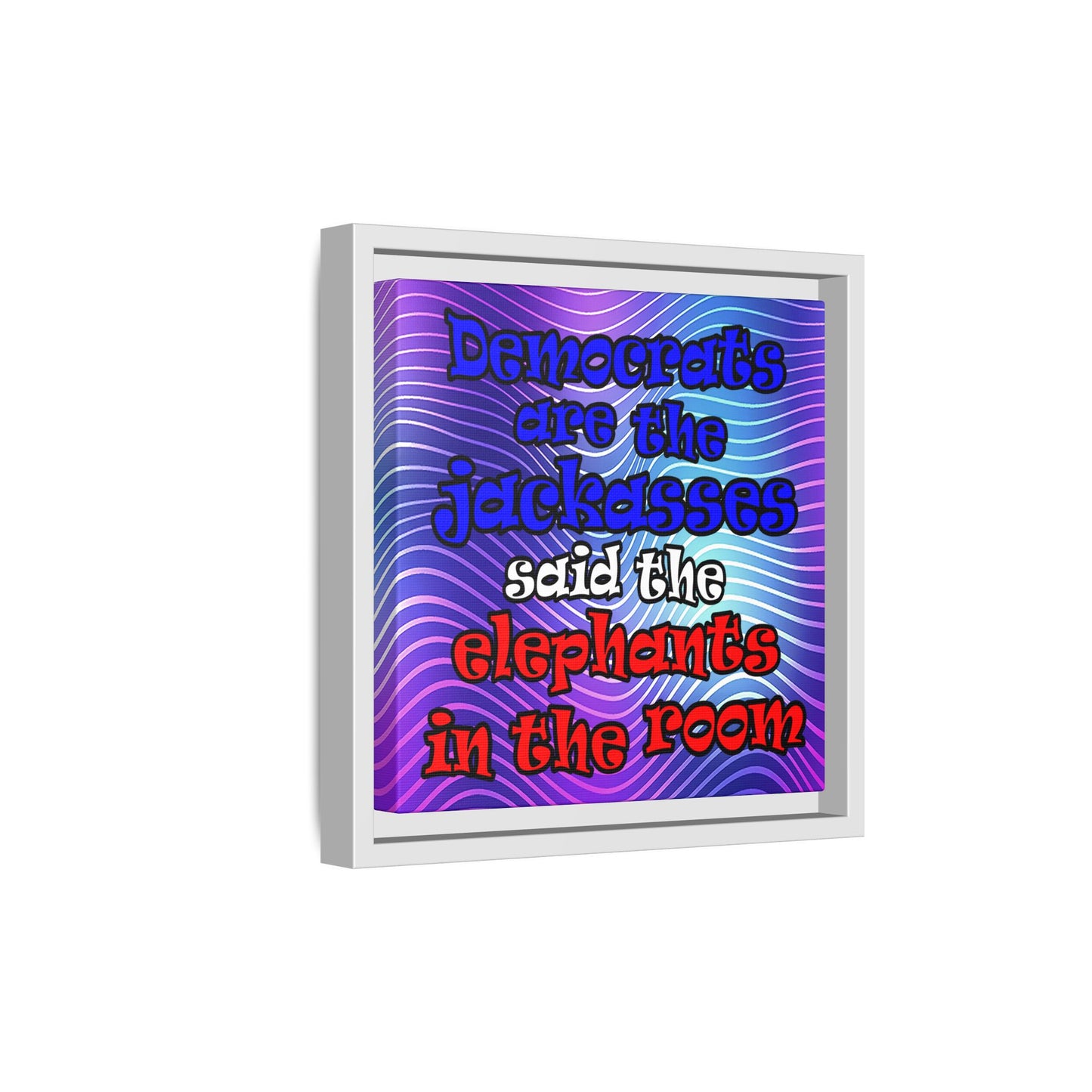 donkeys and elephants - framed canvas art (purple wave)
