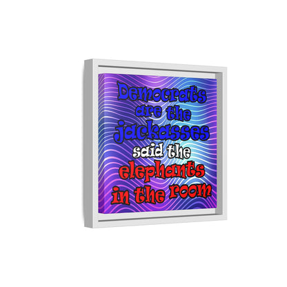 donkeys and elephants - framed canvas art (purple wave)