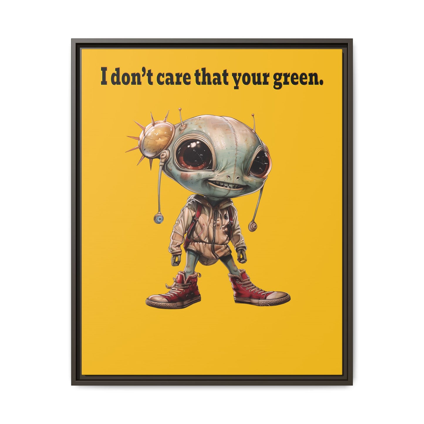I don't care that your green - framed canvas art (yellow)