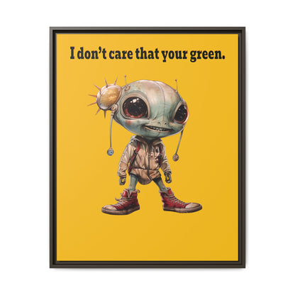 I don't care that your green - framed canvas art (yellow)