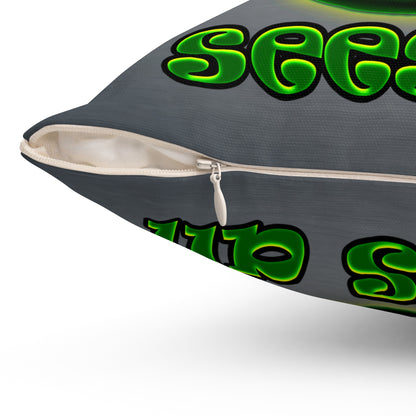 green monster - Spun Polyester Square Pillow - (grey-light grey)