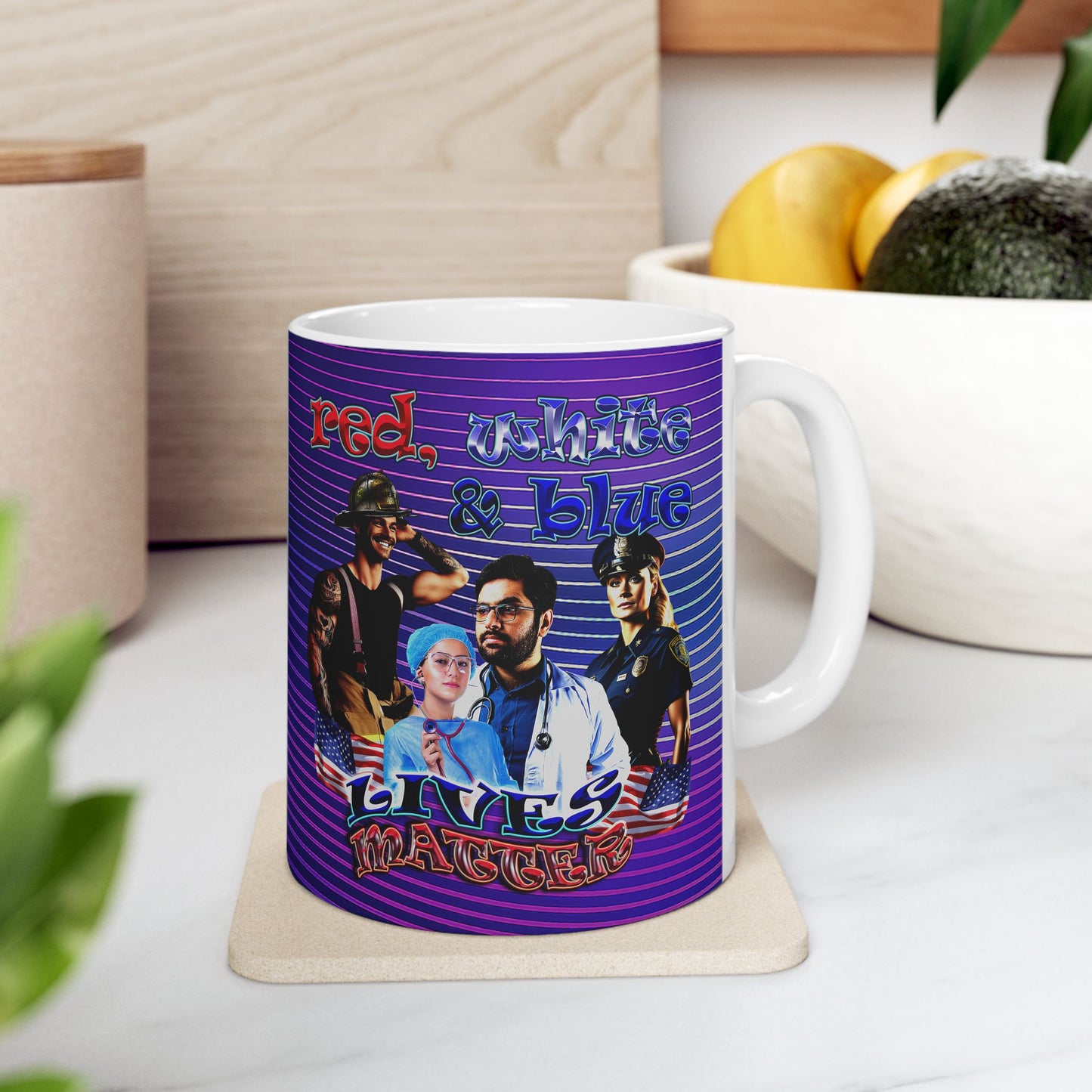 rw&b lives matter - White Mug (purple wave)