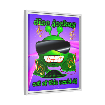 disc jockey - framed canvas art (purple-pink wave)