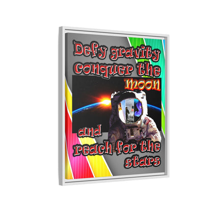 defy conquer reach - framed canvas art (rainbow split)