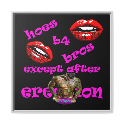 hoes b4 bros - framed canvas art (black)