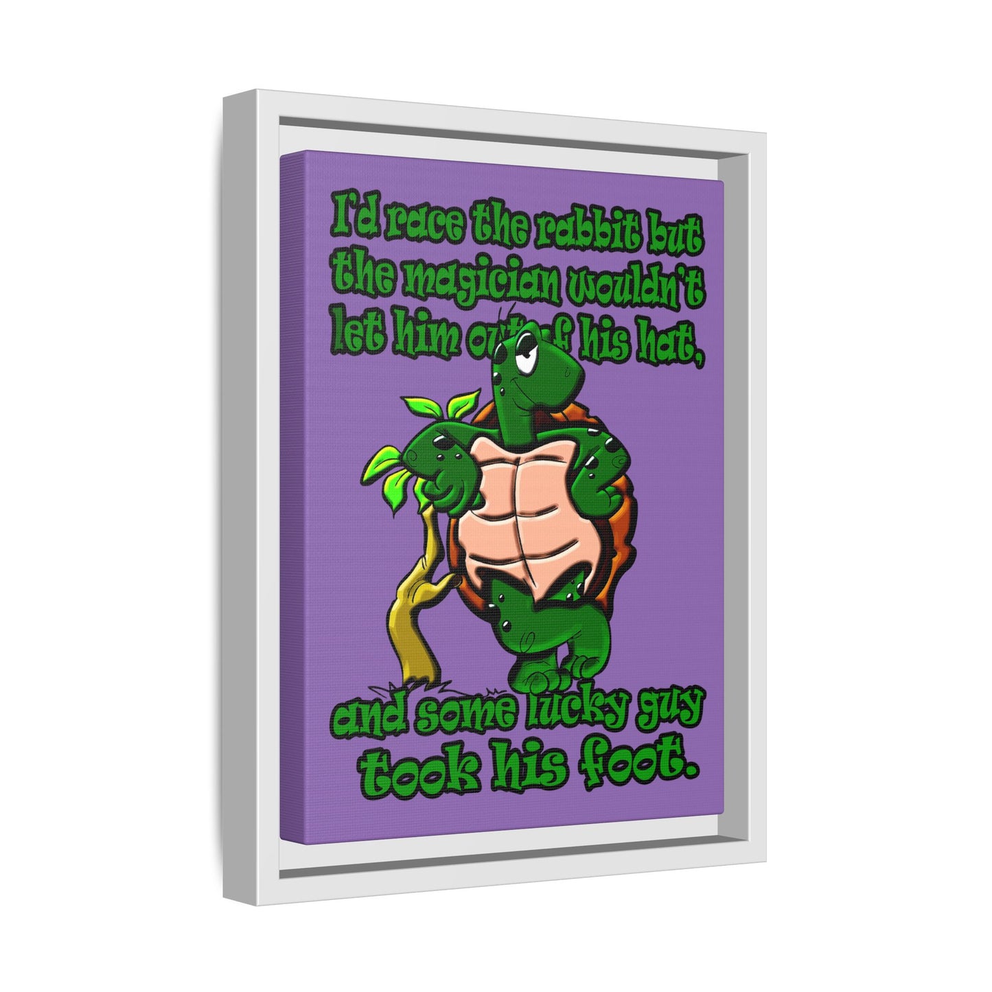 turtle race - framed canvas art (light purple)