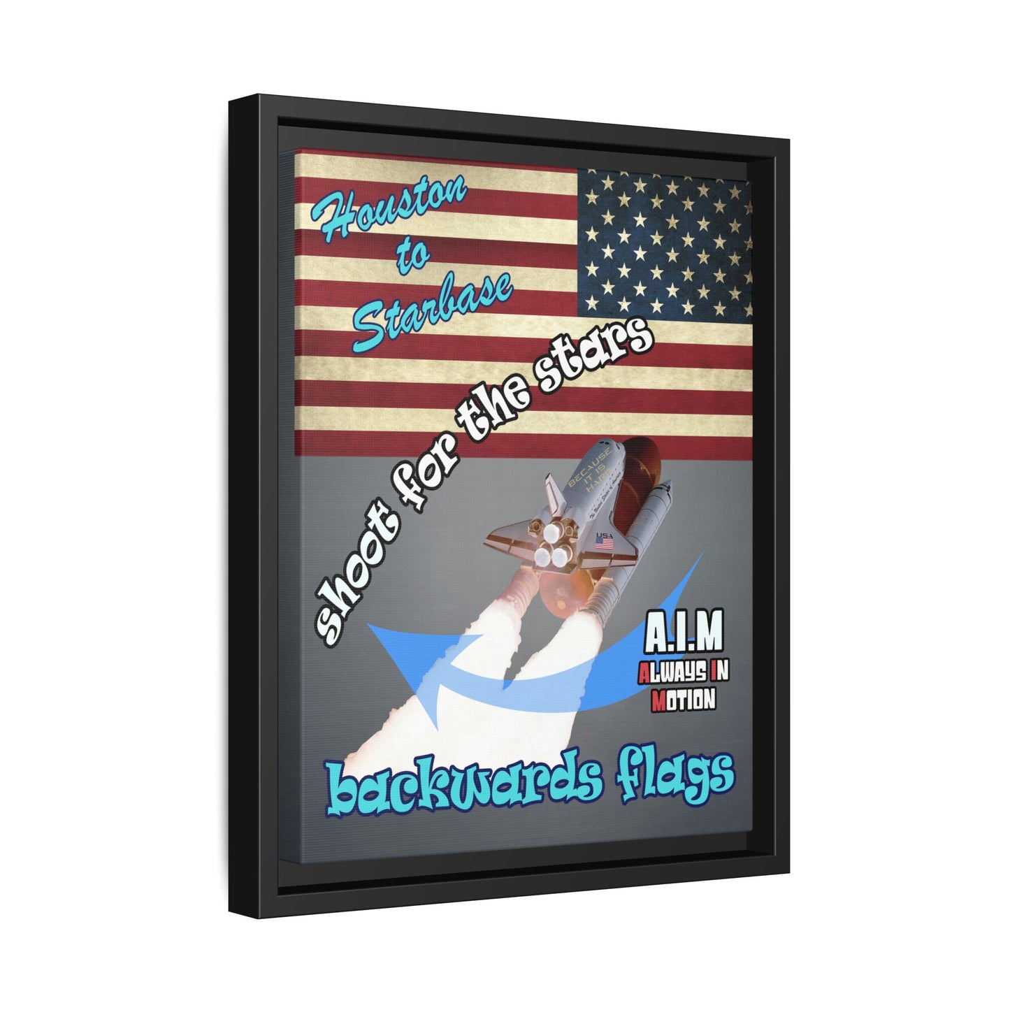 shoot for the stars - framed canvas art (grey-light grey)