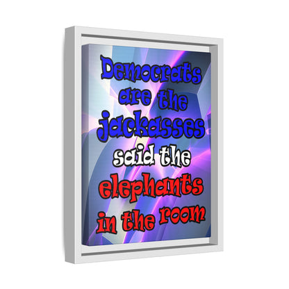 donkeys and elephants - framed canvas art (grey-pink wave)