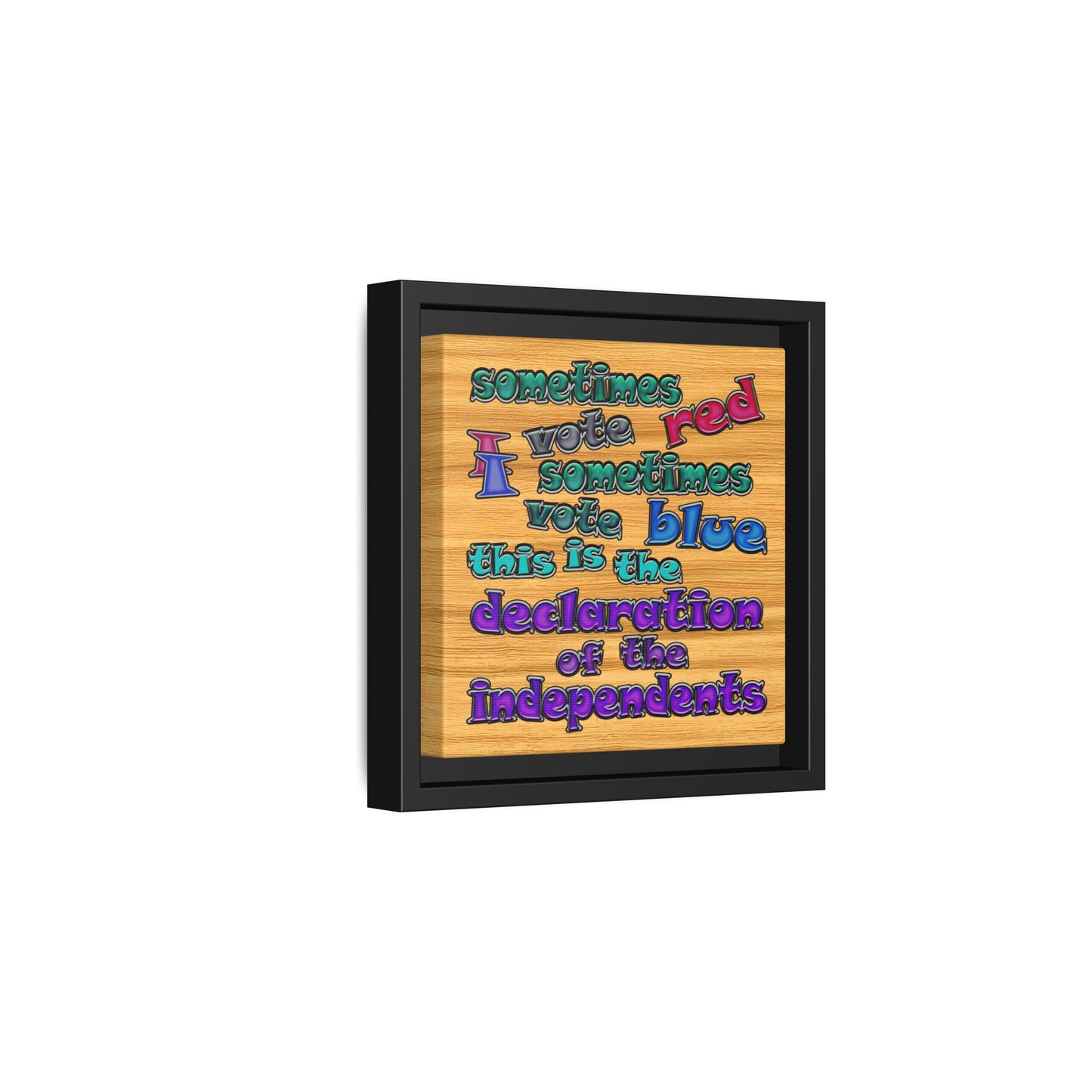 declaration of the independents - framed canvas art (butterscotch wood finish)