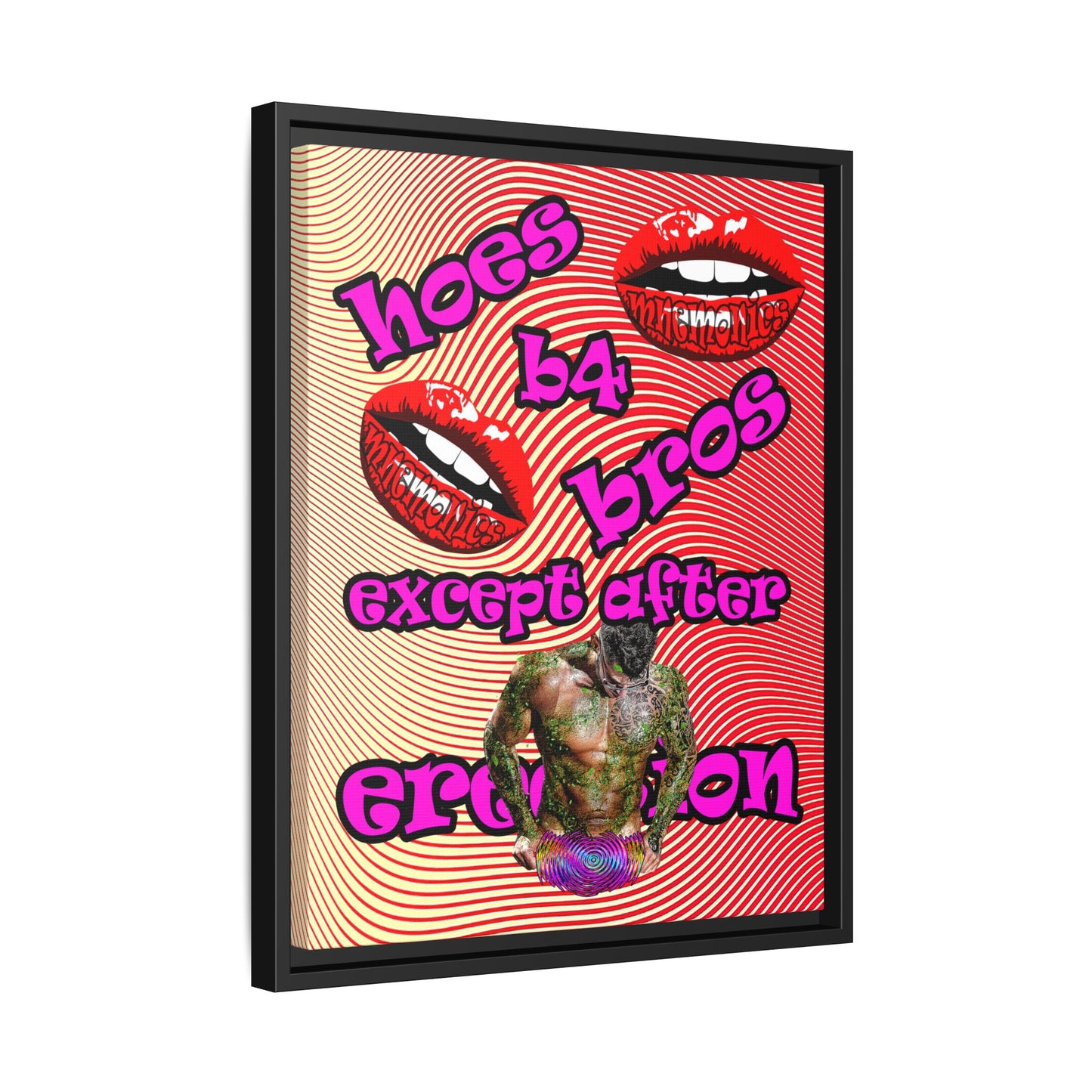 hoes b4 bros - framed canvas art (yellow-orange wave)