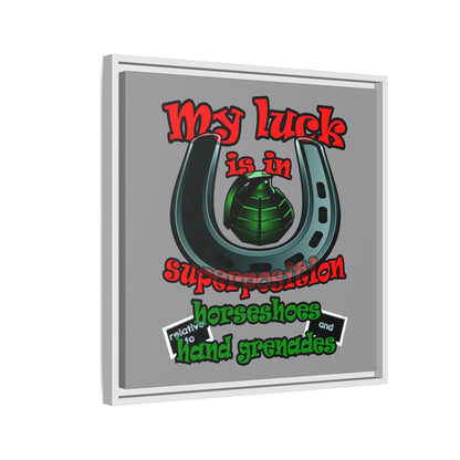 my luck - framed canvas art (grey)