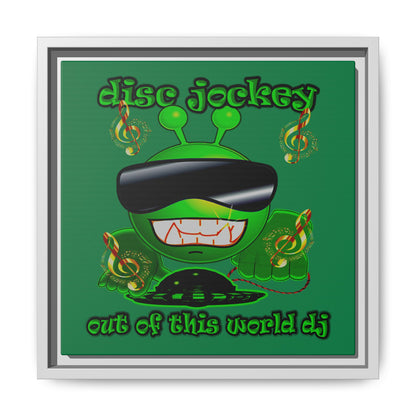 disc jockey - framed canvas art (dark green)