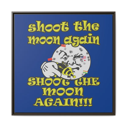 shoot the moon again - framed canvas art (dark blue)