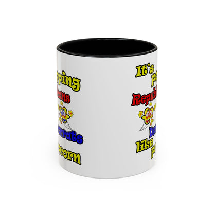 popping like popcorn - Accent Mug (white)