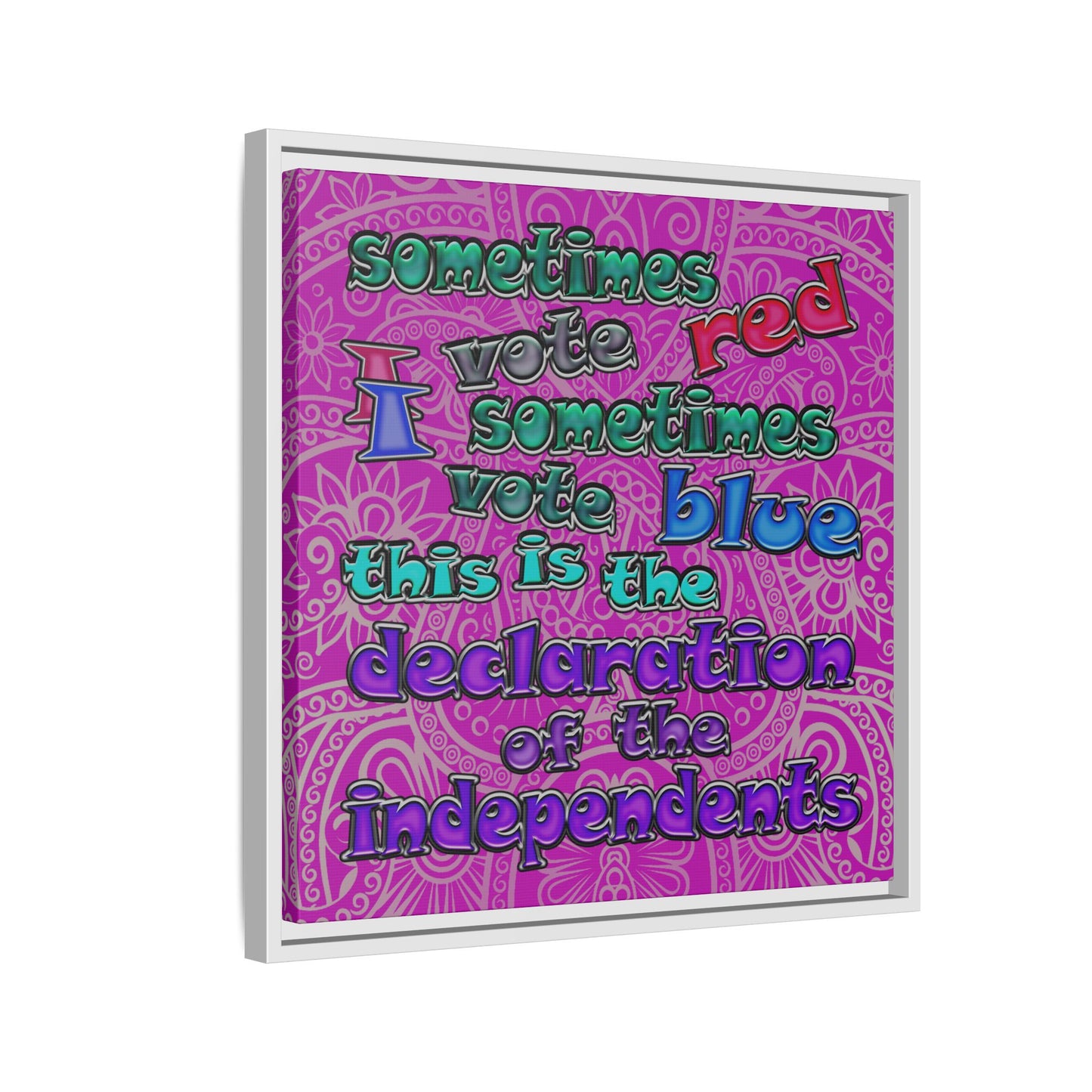 declaration of the independents - framed canvas art (pink swirl)