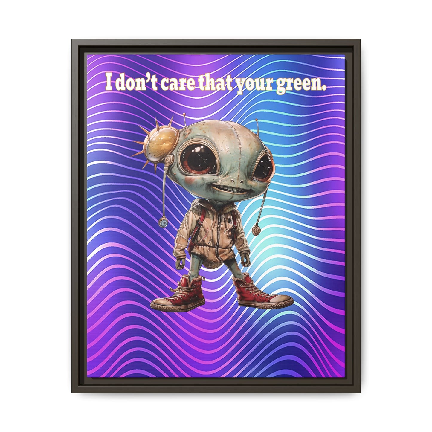 I don't care that your green - framed canvas art (purple wave)