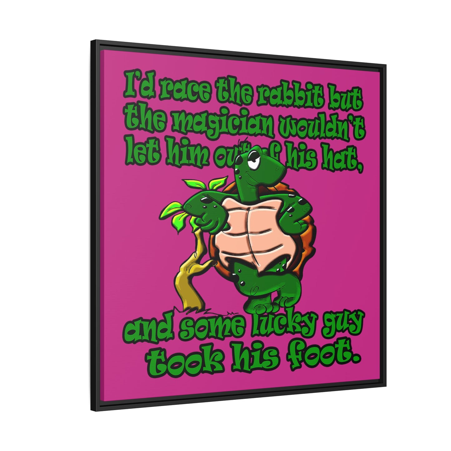 turtle race - framed canvas art (pink)